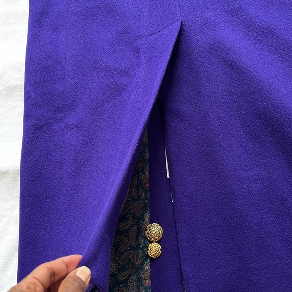 Vintage London Fog Purple knee-length Single Breast Coat Size 8-M 100% Wool - Picture 12 of 15